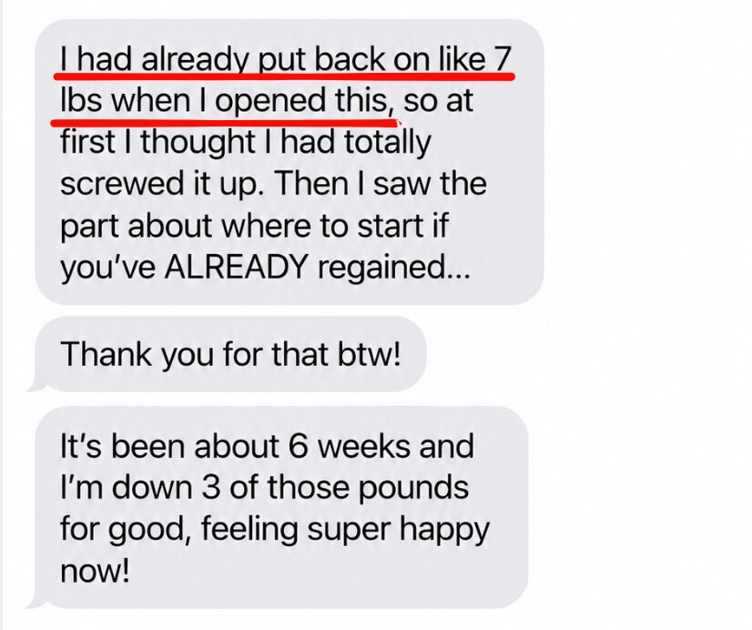 Customer message six weeks after finding the late-start section.